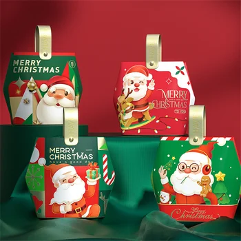 1ks Nové Vánoční Santa Claus Dárkové Krabici Apple Obalu papírová Krabice Roztomilý Tote Box Candy Cookie Balení Krabice Prázdná Krabice