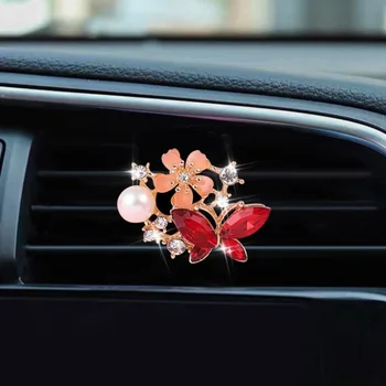 Diamond-posázený Motýl Auto Aromaterapie Klip Kreativní Auto Klimatizace Zásuvky Parfém Klip Auto Dekorace Interiéru