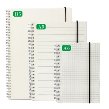 A5 A6 B5 Jednoduchý Notebook PP Matné Transparentní Cívky Mřížka Vodorovná Čára Prázdný Poznámkový blok, 70 Listů(140pages) Kancelářské Potřeby