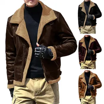 Pánská Zimní Bunda Fleece Teplé Nové Outerwears Pevné Streetwear Uzavření Tlustý Slim Fit Kabát Vysoce Kvalitní Oblečení pro Muže