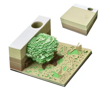 3D Memo Pad Stromu Modelu Papíru, Řezbářské Umění 3D Sticky Notes Pohodlí Post Konstatuje, Creative DIY Papír Poznámky Roztomilé Non-Stick