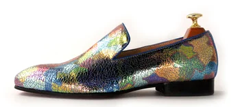 Nové originální kožené módní povaleč boty pro muže Sen Barevný tisk ležérní pánské boty