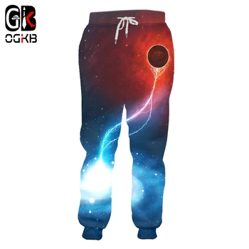 OGKB Galaxy Space Sportovní Kalhoty Pánské A Dámské Jogging Kalhoty Hvězdná Obloha 3d Tisk Ležérní Hip-hop Streetwear Kalhoty