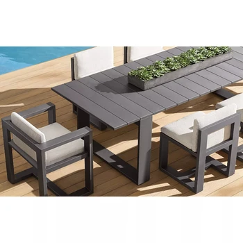 Domácí nádvoří patio kovový zahradní stůl a židle přizpůsobené luxusní hliníkové venkovní jídelní souprava