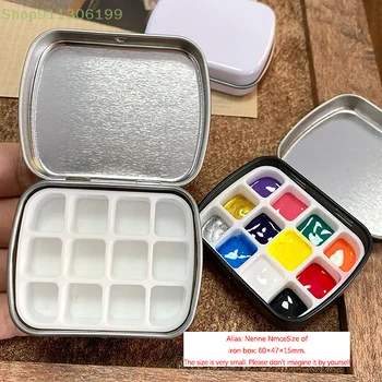 1ks 12Grid Prázdné Mini Akvarel Box Přenosný Palety Akvarel Cestování, Malování Skica Hydratační Box, Barvy Box Výtvarné Potřeby