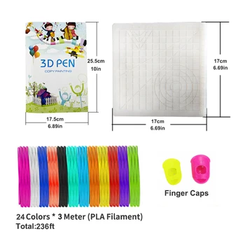 3D Pero Kreslení Šablon Kniha S 40 Různými Tisk/ Silikonová Podložka/24 Barev PLA 48M/2 Prst Caps
