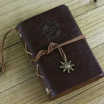 Retro Helma Faux Kožené Cestovní Deník Prázdný Diář A5 Loose-leaf Notebook
