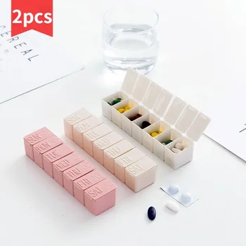 2ks/Set Cestovní Pill Box Držák Týdenní Medicíny Skladování Organizátor Kontejner Lék Tablet Dávkovač Nezávislé Mříž Pilulku Případě