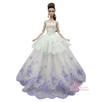 NK Oficiální 1 Ks Ručně vyráběné Šaty Pro Panenku Barbie Svatební Šaty Princezna Šaty Svatební Party Šaty Pro Dívky je 1/6 Panenky Doplňky