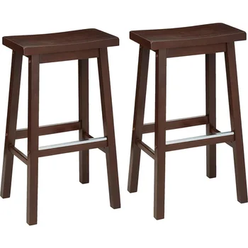 Základy Masivního Dřeva Sedlo-Sedlo Kuchyni Pult, barová židle, 29-Palcový Výšky, Ořech Dokončit - Sada 2, Bar Stolice