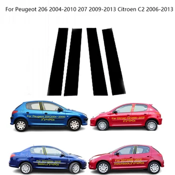 4ks Auto Pilíř Post Kryt Čalounění Dveří Okna Lití Samolepky Pro Peugeot 206 2004-2010 207 2009-2013 Citroen C2 2006-2013