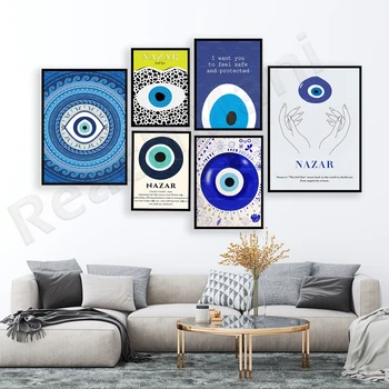 Plátno umění zdi zlé oči kreslený roztomilé modré hd vytisknout plakát domácí dekoraci cool malování ložnice modulární obraz bez rámu
