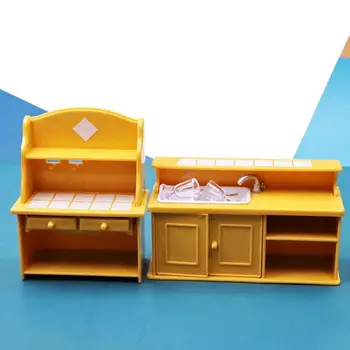 1Set Premium Domeček pro panenky, Myčka na nádobí Lehký Eco-friendly Kabinet Loutek Dollhouse Kitchen Sink Set