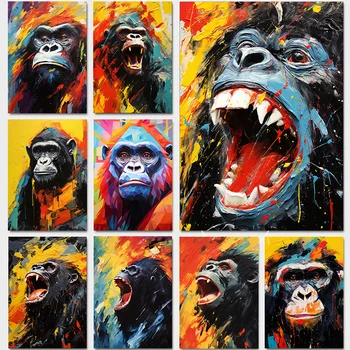 1ks Plátno Malba, Abstraktní Umění Řvoucí Orangutan Wall Dekorace Plakát Obrazy na Zeď, Dekorace pro Domácí Funny Pokoj