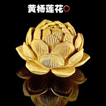 Přírodní Ruční práce Zimostráz Carving Lotus Přívěsek Korálek Buddhismus Zen Ozdoby Řemesla Dárek DIY Šperky Náramek Příslušenství, Domácí Výzdoba
