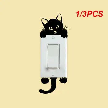 1/3KS Černá Krásná Kočka Vypínač Telefonu Samolepky na Zeď Pro Domácí Dekorace Kreslených Zvířat Zeď Nálepky PVC Nástěnné Umění
