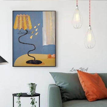 Framless Kreslený Stolní Lampa Moderní Abstraktní Malba Olej Art Dekorace Plátno 100% Ručně Malovaná Velký Obývací Pokoj Zeď Obrázek