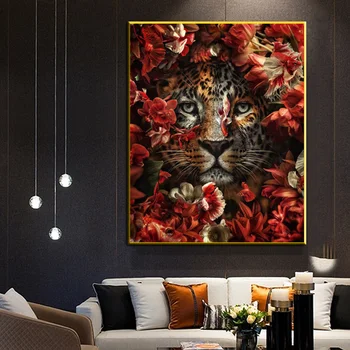 Zvíře, Umění, Plakáty, Potisky Džungle, Tygr, Leopard Obrazy na Plátně Domácí Zeď Obrázky pro Obývací Pokoj Dekor