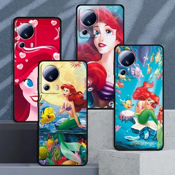 Mořská víla Disney Princezna Pro Xiaomi Mi 13 12 11 10 11T 10 T 9T 9 8 Poznámka 10 Ultra Pro Lite TPU Měkké Silikonové Černé Pouzdro na Telefon Funda