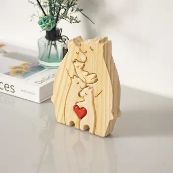 Eco-friendly Dřevěná Přizpůsobitelné Puzzle Dřevěná Medvědi Rodina Puzzle Vzdělávací Hračka Domova Dárek k Narozeninám Personalizované Dřevěné