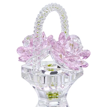 H&D Ruční Pink Crystal Rose Květina Košík Design, Domácí Výzdoba Figurka Valentýna, Den matek, Vánoce, Dárek k Výročí