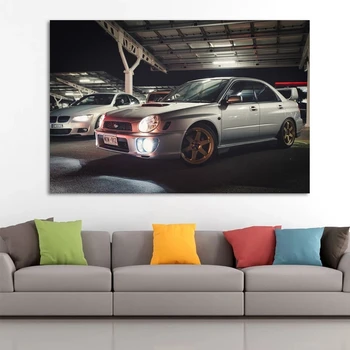 Subaru Impreza WRX STi, Japonská Auta JDM Stříbrné Auto Plakáty, Tisk na Plátno Nástěnné Malby, Art Decor Pokoj Dekorace