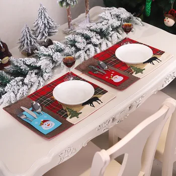2 Ks Vánoční Stůl Dekorace pro Domácí Nádobí Čepice Příbory, Nůž, Vidličku, Lžíci, Kapesní Vánoční Dodávky Nového Roku 2022 Party Dekor