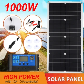 1000W Flexibilní Solární Panel Kit 18V Monokrystalické Solární Buňky Nabíječka pro Venkovní Camping Jachta, Karavan, Auto, KARAVAN, Loď
