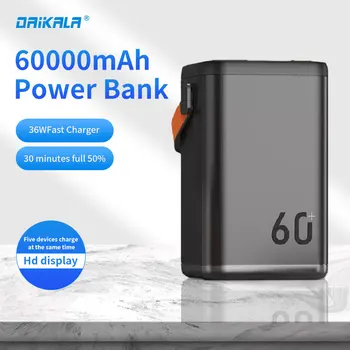 PD 30W Power Bank 60000mAh s LED Světlem Rychlé Nabíječky Vysoce Kvalitní Přenosné Venkovní Nouzové Mobilní Napájení