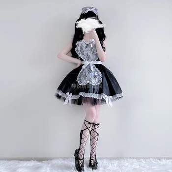 Temný Vítr Lolita Krajky Cosplay Šaty Sexy Služka Disfraz Lolita Služka Párty Výkon Vestidos Halloween Kostýmy pro Ženy