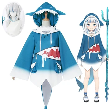 Gawr Gura Cosplay Kostým Anime Hololive ENG Žraločí Kostým Tail Pro Ženy Halloween Youtuber Cosplay Full Set