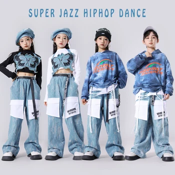 Děti Street Dance Oblečení, Hip Hop Oblečení Crop Tops Streetwear Ležérní Cargo Kalhoty pro Dívky, Chlapci, Jazz, Taneční Kostýmy Oblečení