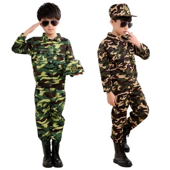 2023special síly, oblečení, děti, army vojenské průzkumné bojové uniformy Zelené pole maskování, Kostýmy Kabát Kalhoty Klobouk 100-180CM