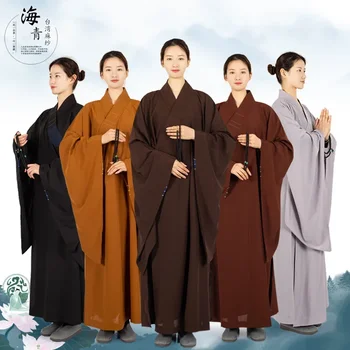 Tchaj-wan Povlečení Mniši Dlouhé Róby Šaty pro Buddhismus Haiqing Dospělí Meditace Oblečení Buddhistický Mnich 7 Barev Přiznání Oblečení