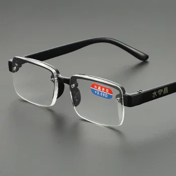 Retro Brýle na Čtení Ženy Muži HD Presbyopie Brýle +1,0 Do +4.0 Brýle Hnědé a Průhledné Čočky Půl Rám Eyeware