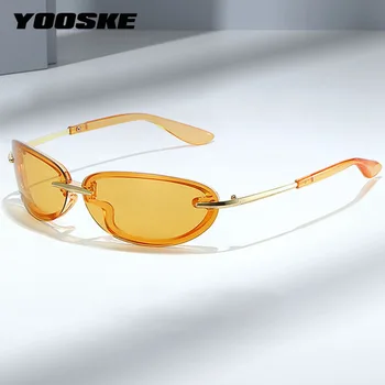 Y2K Ženy Luxusní sluneční Brýle, Módní Oválné Retro Candy Barevné Odstíny UV400 Brýle Muži Cat Eye Venkovní Sportovní Zrcadlo Brýle