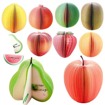 Roztomilý Ovoce Memo Podložky Kawaii Pomeranče, Hrušky, Citrony, Jahody, granátová Jablka, Melouny A Kiwi 3D Sticky Notes poznámkové Bloky