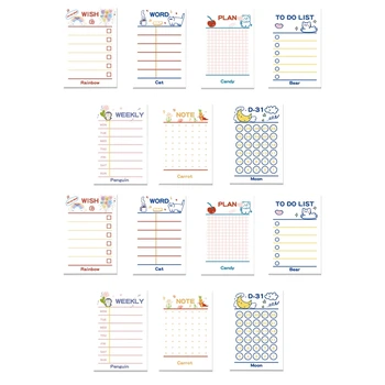 14Pack Seznam úkolů, Poznámkový blok, Roztomilý 9X6 Seznam úkolů Plánovač Sticky Notes Denní Lemované Sticky Notes Pro Práci Plánovač, 600 Listů Odolné