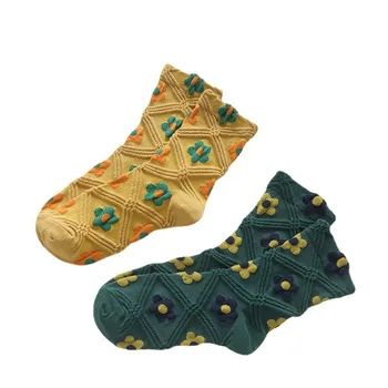 Japonské Dámské Květinové Ponožky,roztomilé Dívky,univerzální, Prodyšné,módní Mid Ponožky,pruhované Dlouhé Ponožky Značkové Ponožky