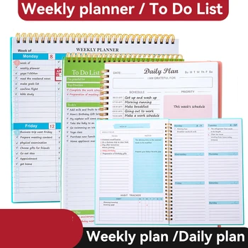 2024 Denní, Týdenní Plánovač 1KS 52 Listů Agendy Notebook Týdenní Cíle, Plány, Seznam Psací potřeby Deník, Školní Potřeby