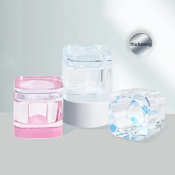 Nové Vysoce Kvalitní Nail Art Zahuštěný S Víkem Náměstí Anti-kolize Crystal Cup Umýt Pero Poháru Crystal Tekuté Nail Cup