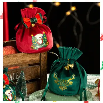 Velvet Šňůrky Dárkové Tašky Santa Claus Pytle Domova Vánoční Strom Dekorace Sněhulák Cukroví Skladovací Tašky Dětské Děti