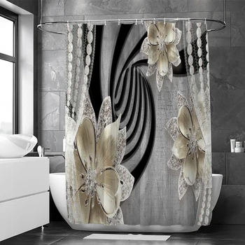 1ks elegantní a módní perlu diamond kytice vodotěsné sprchový závěs koupelna dekorace ,s 12 plastovými háčky