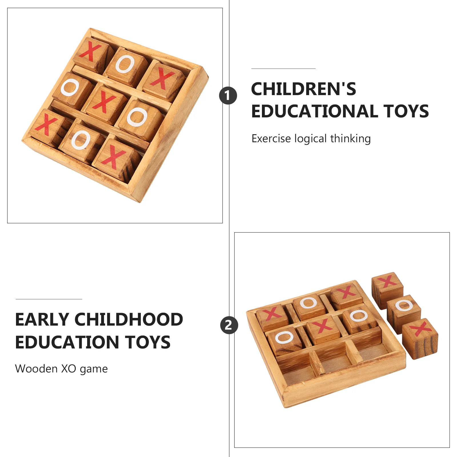 1 Sada Dřevěné Deskové Hry, Kreativní Toe Strategie Deskové Hry pro Rodiny s dětmi - 5