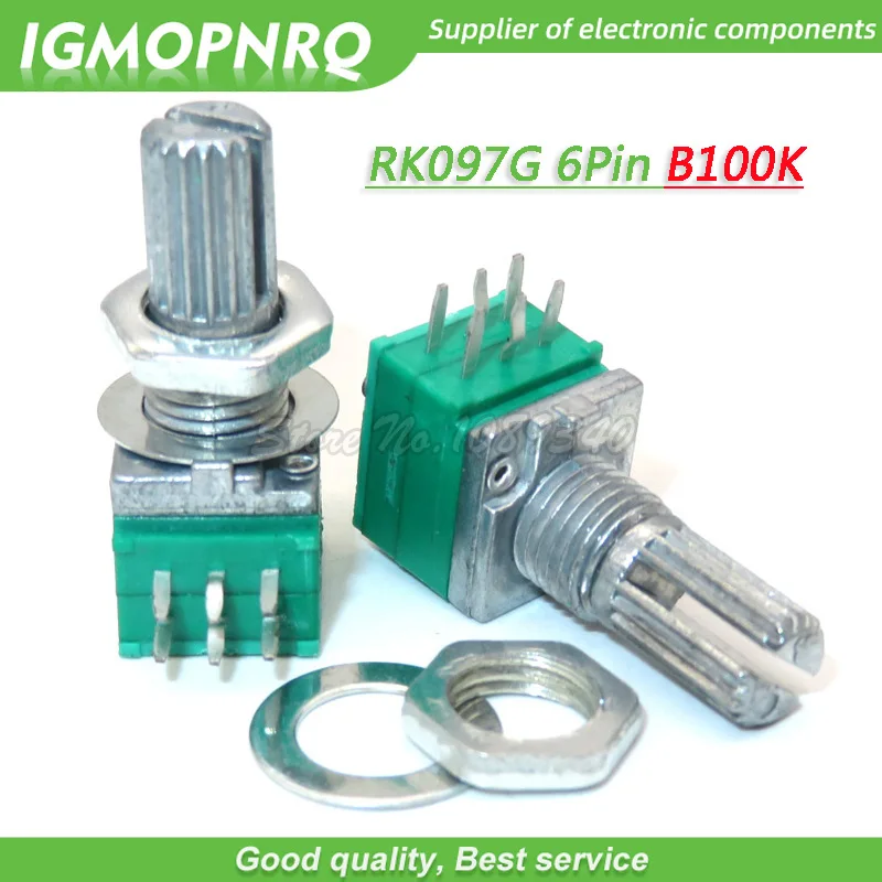 5KUSŮ RK097G 10K spojovém B10K s vypínačem audio 6pin hřídele 15mm zesilovač těsnění potenciometr IGMOPNRQ - 0