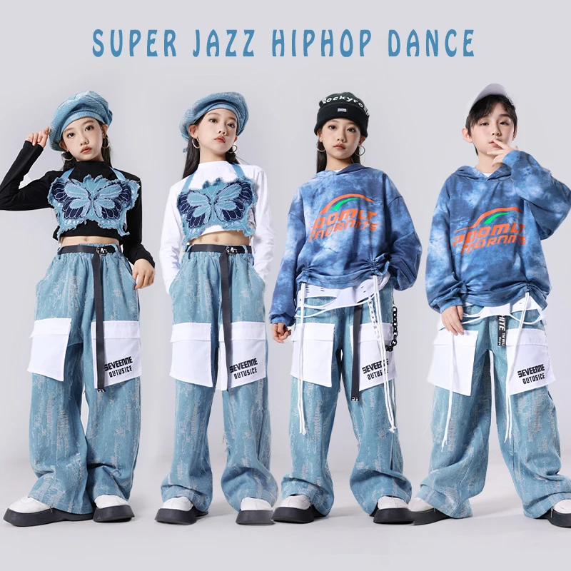 Děti Street Dance Oblečení, Hip Hop Oblečení Crop Tops Streetwear Ležérní Cargo Kalhoty pro Dívky, Chlapci, Jazz, Taneční Kostýmy Oblečení - 1