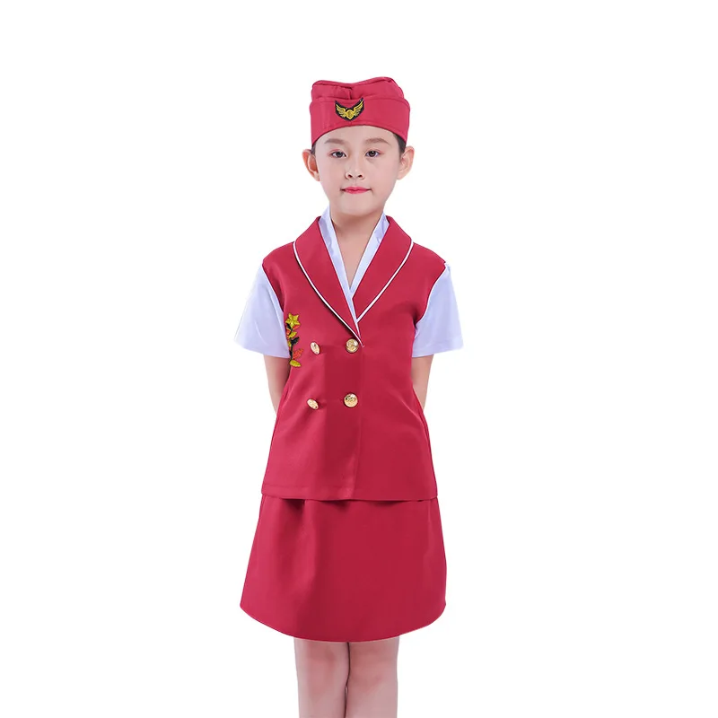 Halloween Kostýmy Dívky Letuška Pilotní Uniformy Profesionální Obleky Letadel, Fotografování Cosplay Kostýmy 120-135cm - 1