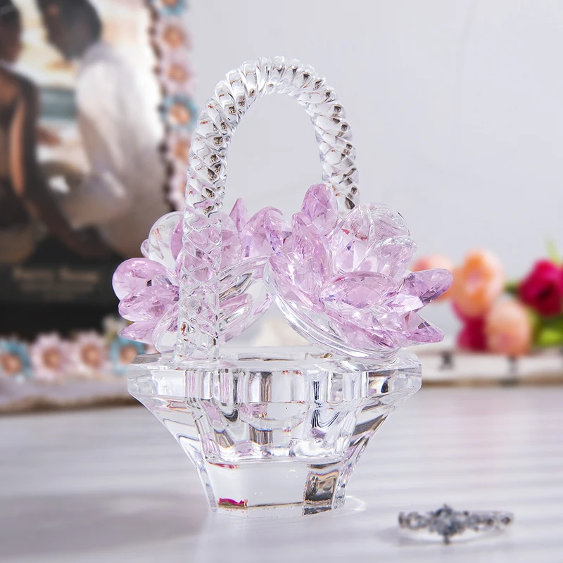 H&D Ruční Pink Crystal Rose Květina Košík Design, Domácí Výzdoba Figurka Valentýna, Den matek, Vánoce, Dárek k Výročí - 1