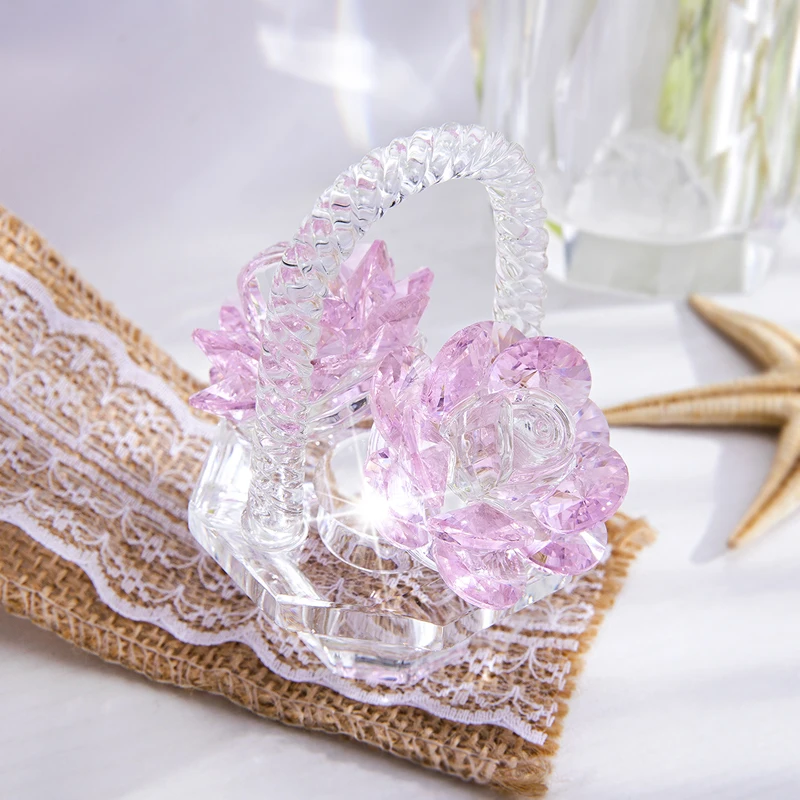 H&D Ruční Pink Crystal Rose Květina Košík Design, Domácí Výzdoba Figurka Valentýna, Den matek, Vánoce, Dárek k Výročí - 3
