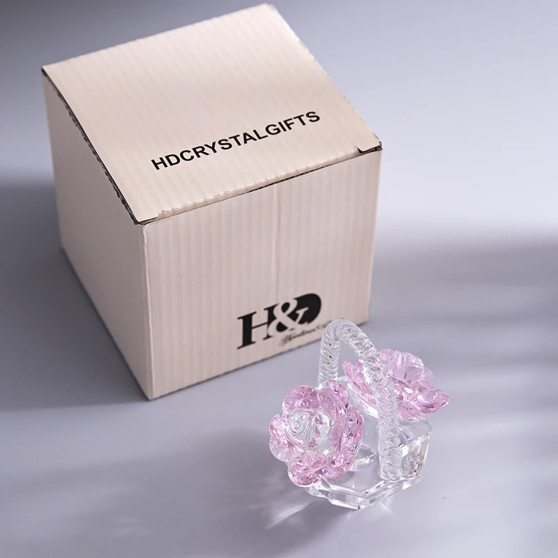 H&D Ruční Pink Crystal Rose Květina Košík Design, Domácí Výzdoba Figurka Valentýna, Den matek, Vánoce, Dárek k Výročí - 5